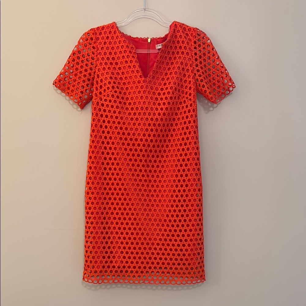 Trina Turk Orange Puff Sleeve Sheath Mini Dress